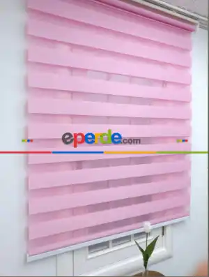 Yatak Odası - Pembe Bambu Zebra Perde- Pembe