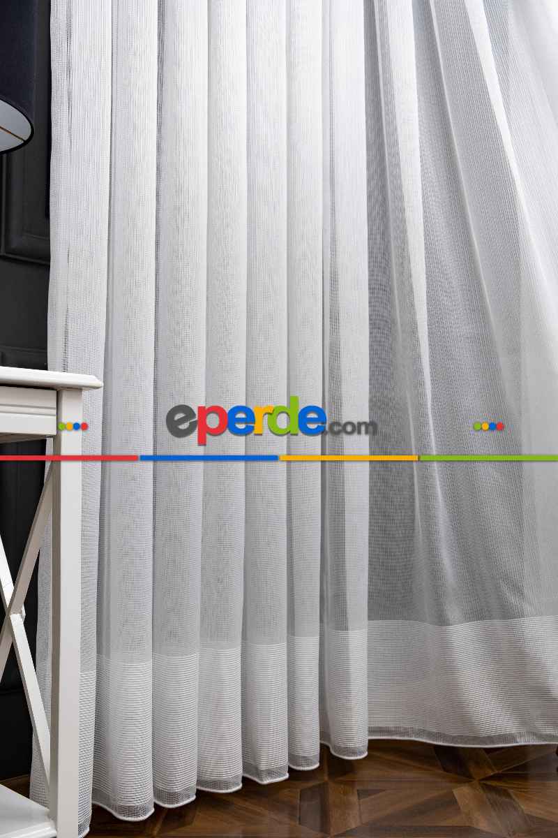 Yatak Odası - 2022 Etek Örme Bantlı Sugar Tül Perde 2165