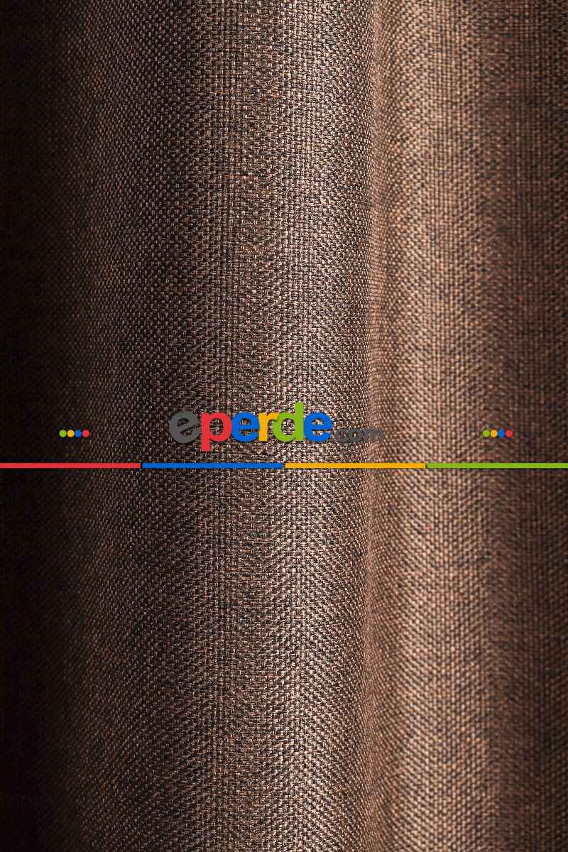 Kahverengi Keten Blackout Karartma Fon Perde