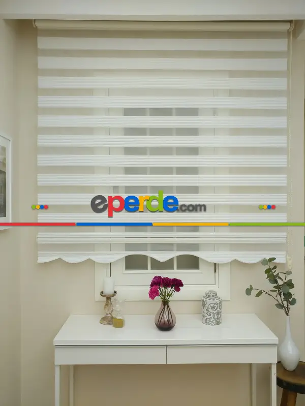 Yatak Odası - Zebra Perde - Dar Pileli Zebra Perde- Ekru