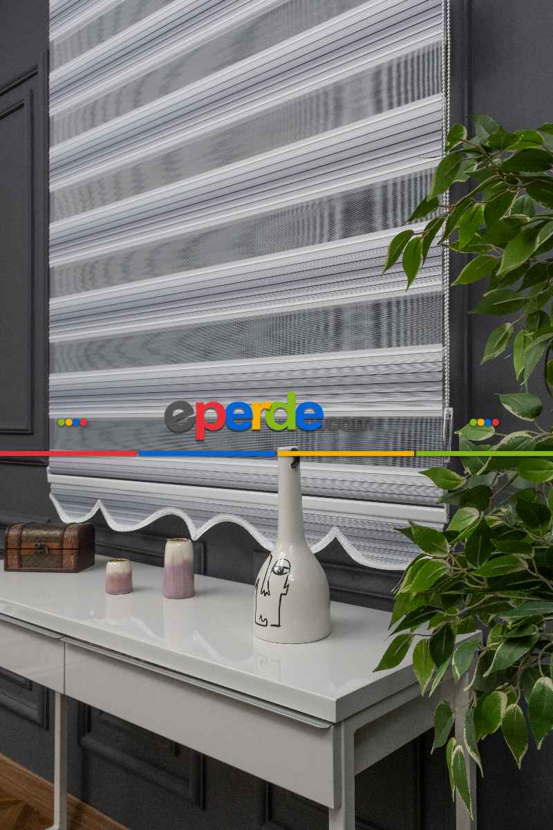 Zebra Perde Degrade Renk Geçişli Pileli Zebra Perde Gri Füme Antirasit