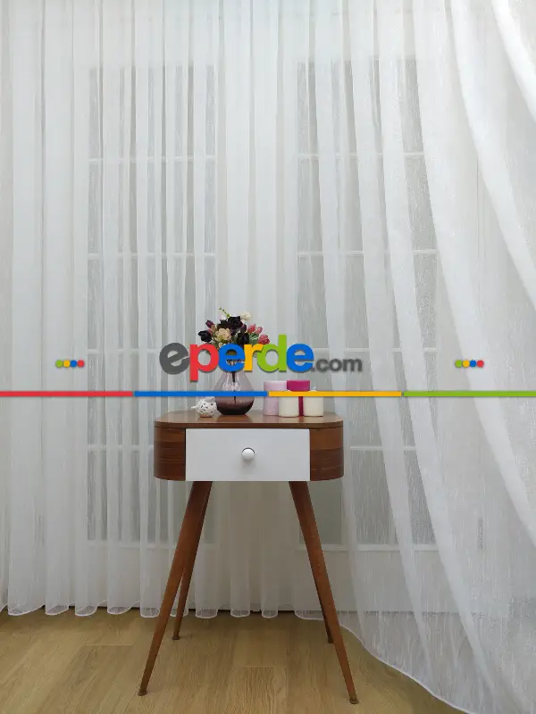 Ekru Şantuk Düz Tül Perde- Ekru - Kurşunlu Tül