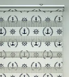 Çapa Baskılı Zebra Perde- Mavi-beyaz