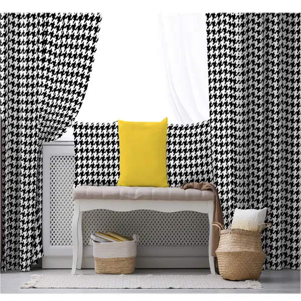 Siyah Fon Perde Evim1621-5 Kumaşı Kalındır Duck Bezi Değildir