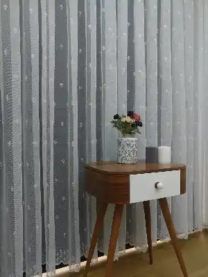 Serpme Damask Desenli ( Orjinal ) Kdk Salon Fransız Dantel Tül Perde & Kruvaze Model Dikiş Seçenekli - Ekru Renk - Ütü İstemeyen