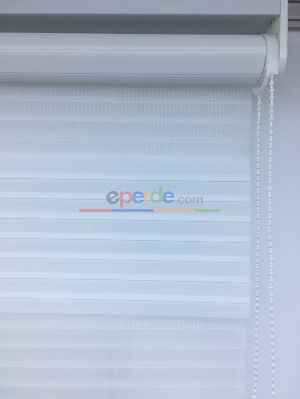 Beyaz Mutfak Perdesi Mekanizmalı Zebra Perde Plise- Beyaz