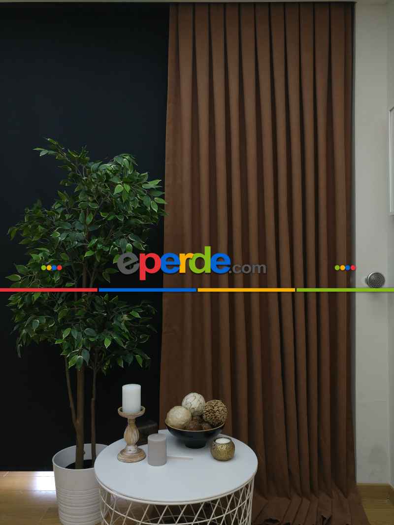 Düz Renk Dökümlü Fon Perde (150)- Kapiçino