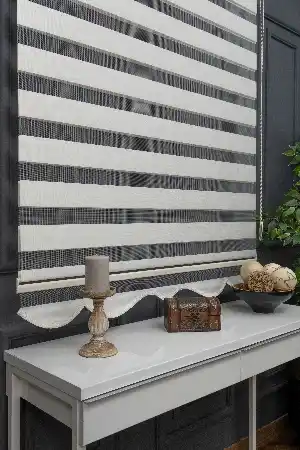 Yatak Odası - Yüksek Kaliteli Düz Bambu Krem Zebra Perde Krem