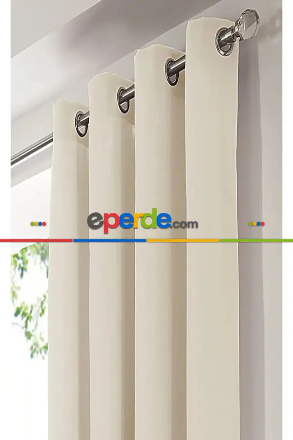 Yatak Odası Krem Perde Kuşgözü Rustik Perde Halka Kuşgözü Boru İçin Perde