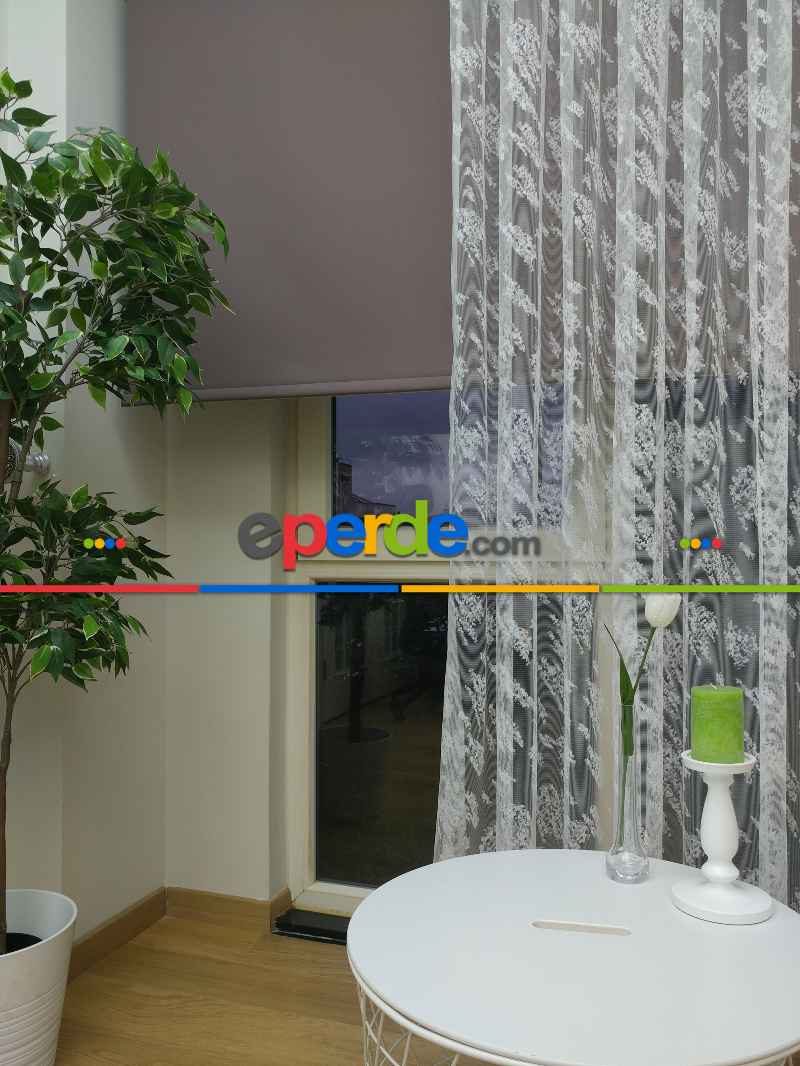 Mutfak Tül Perde Spor Desen - Ütü İstemez- Ekru