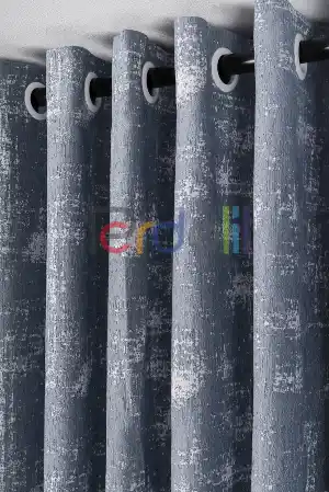 Mavi-beyaz Renk Geçişli Jakar Dokuma Fon Perde