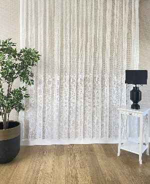 Hazır Ölçülü Fileli Örme Eteği Desenli Normal Pileli Tül Perde