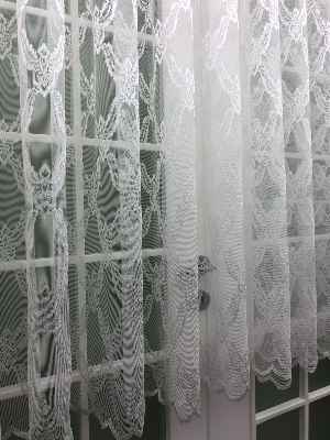 Kısa Boylu Tül Perde - Özel Örme Dokulu Tül Perde - Ekru Renk