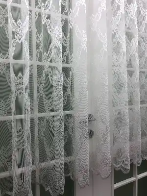 Kısa Boylu Tül Perde - Özel Örme Dokulu Tül Perde - Ekru Renk