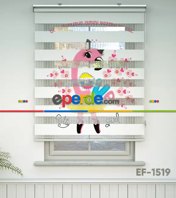 Flamingo Desenli Özel Baskılı Zebra Perde- Çok Renkli