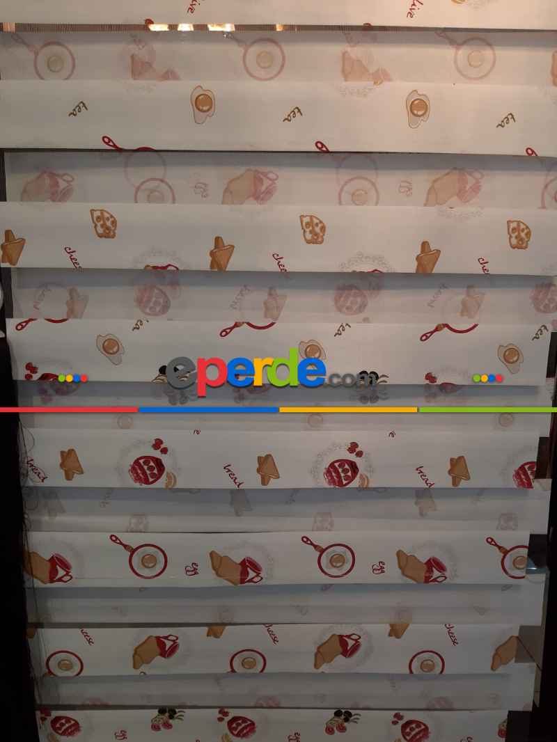 Mutfak İçin Desenli Zebra Perde 80cm X 1cm 