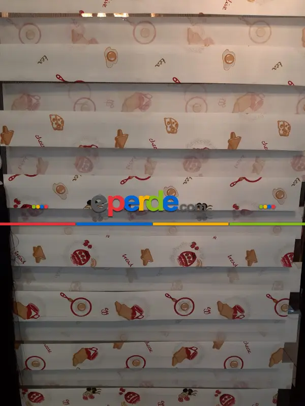 Mutfak İçin Desenli Zebra Perde 80cm X 1cm 
