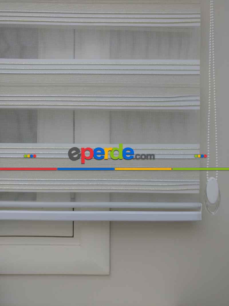 Mutfak- Elit Simli Pileli Krem Zebra Perde - Krem-altın Simli-gri Simli- Çok Renkli 3