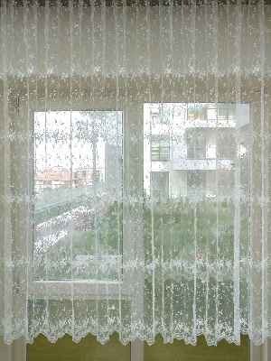 Brode İşlemeli Nakışlı Tül Perde- Ekru