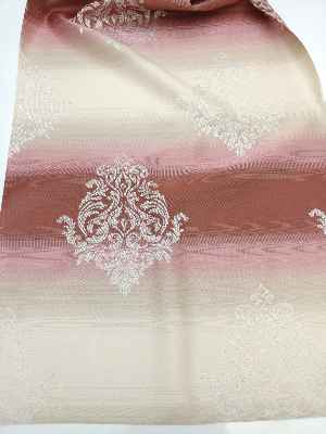 Renk Geçişli Jakar Desenli Salon Fon Perdesi - Kızıl - Pembe - Bej- Bej-pembe-kiremit Rengi