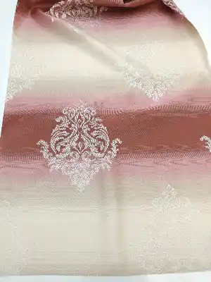 Renk Geçişli Jakar Desenli Salon Fon Perdesi - Kızıl - Pembe - Bej- Bej-pembe-kiremit Rengi