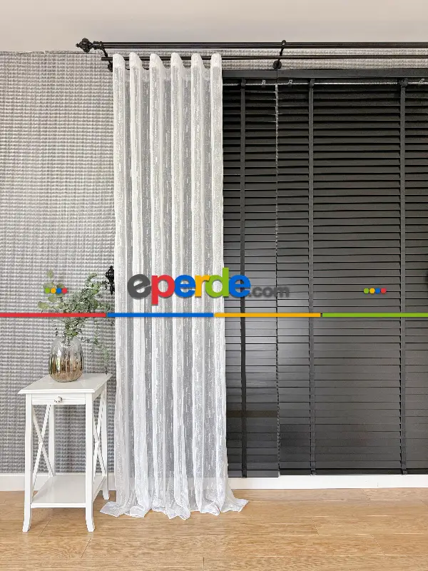 Salon Sakallı Şantuk Tül Perde - Gümüş Simli Ekru Zemin - Ürün Videosu Açıklamada Vardır