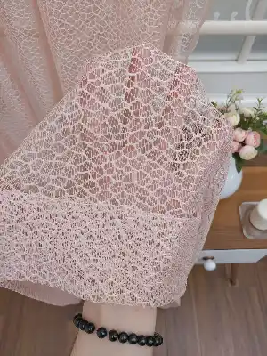 Pudra Pembe Kdk Örme Tül Fon Perde#- Pembe Pudra Pembe