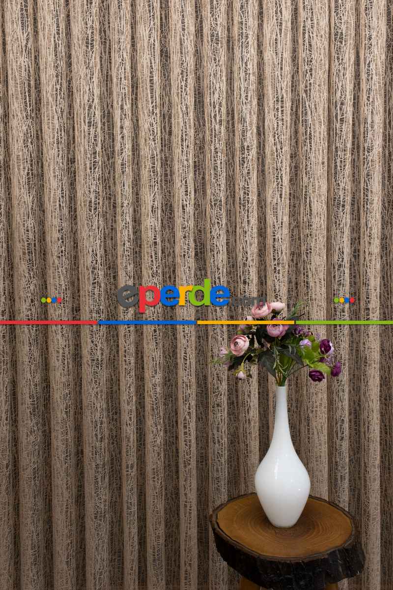 Yeni Tasarım Moda Cam Kırığı Örme Tül Perde Bej-vizon- Açık Kahve