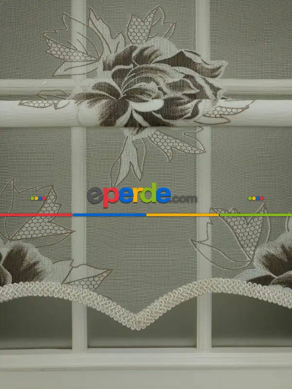 Mutfak Tül Stor Perde - Çiftli Sistem- Kahverengi