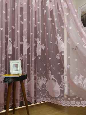 Çocuk Odası Tül Perde - Pembe Tül Perde Sindirella- Pembe