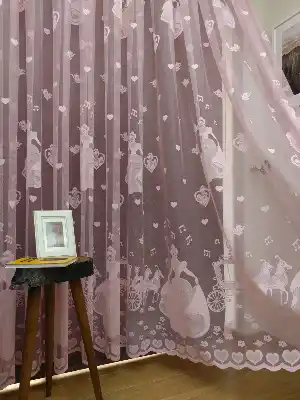 Pembe Kız Çocuk Odası Tül Perde Sindirella- Pembe