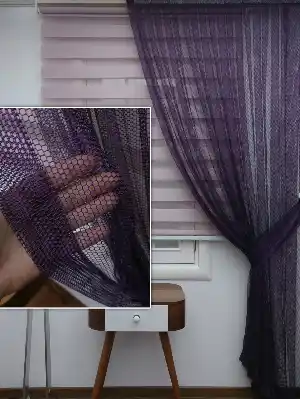 Metre İle Dikişsiz Mor File Tül Fon Perde- Mor