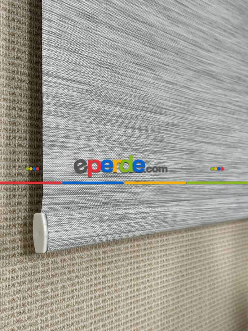 Gri Bambu Stor Perde, Standart Metal Kasalı Yüksek Kalite Kornişe Kolay Montaj Seçenekli