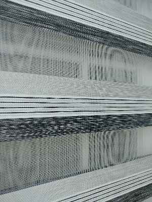 Gri - Siyah Detaylı Zebra Perde Zarif Bambu 2021- Siyah Gri