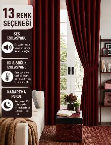 Salon - Bordo Blackout Karartma Perde