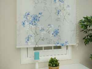 Fantazi Stor Perde Özel Yakma Serisi- Mavi-ekru