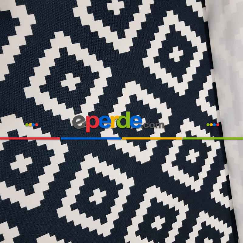 Siyah Mutfak Perdesi Kanat Fon Perde Modern Desenli- Siyah