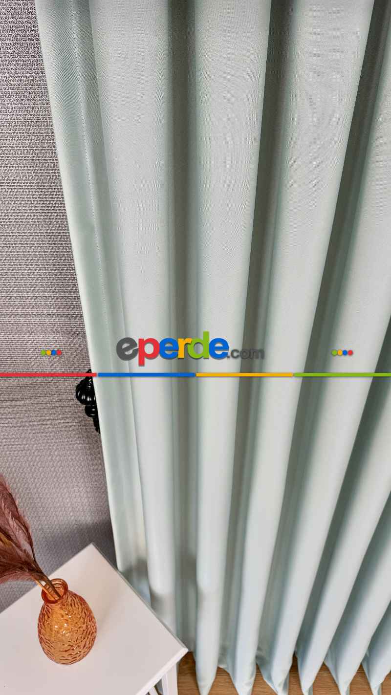 Açık Su Yeşili Blackout - Karartma Fon Perde, Premium Kalite Serisidir, %90 Oranında Işığı Keser