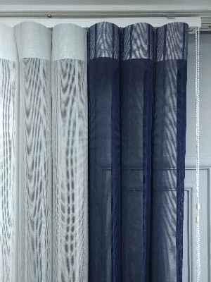 Lens Akıllı Dikey Tül Perde 112- Lacivert-beyaz-gümüş