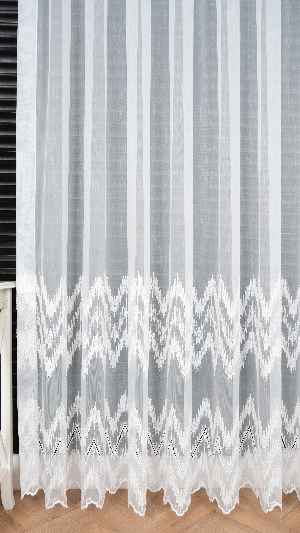 Taç Ekru Hafif Simli Nakışlı Tül Perde