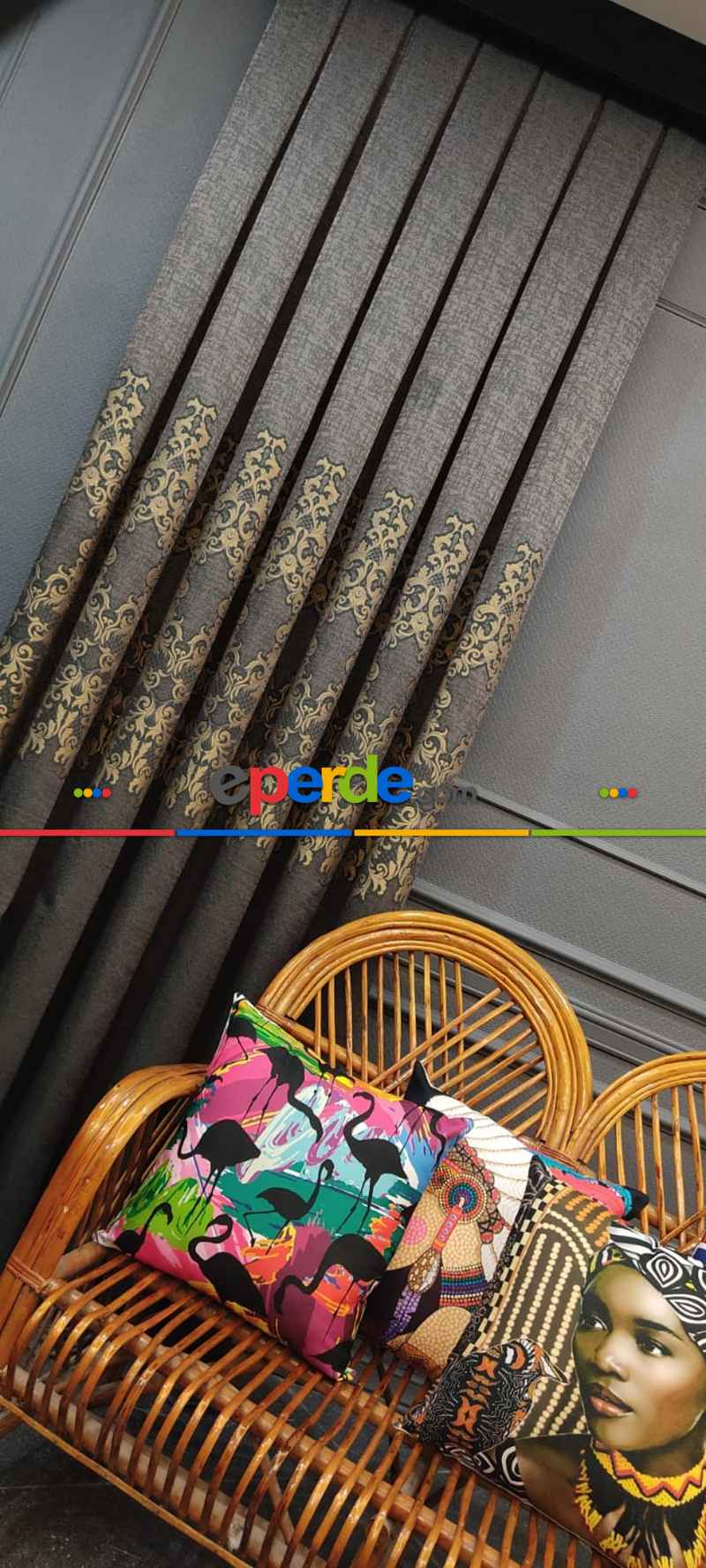 Salon Fon Perde - Kahverengi Desenli Fon Perde, Adet Fiyatıdır, İstediğiniz Boy Ölçüsünde Dikilir, Eni 50 İla 100cm Arası Seçenekler, Sık Piledir 100cm X 1cm 