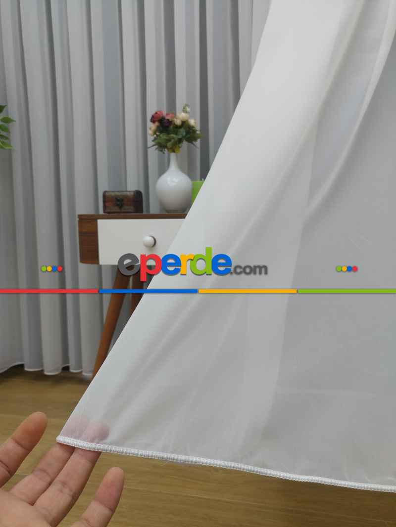 ( Orjinal ) Düz Tergal Tül Perde & Kruvaze Perde- Krem Açık-ekru - Kurşunlu Tül