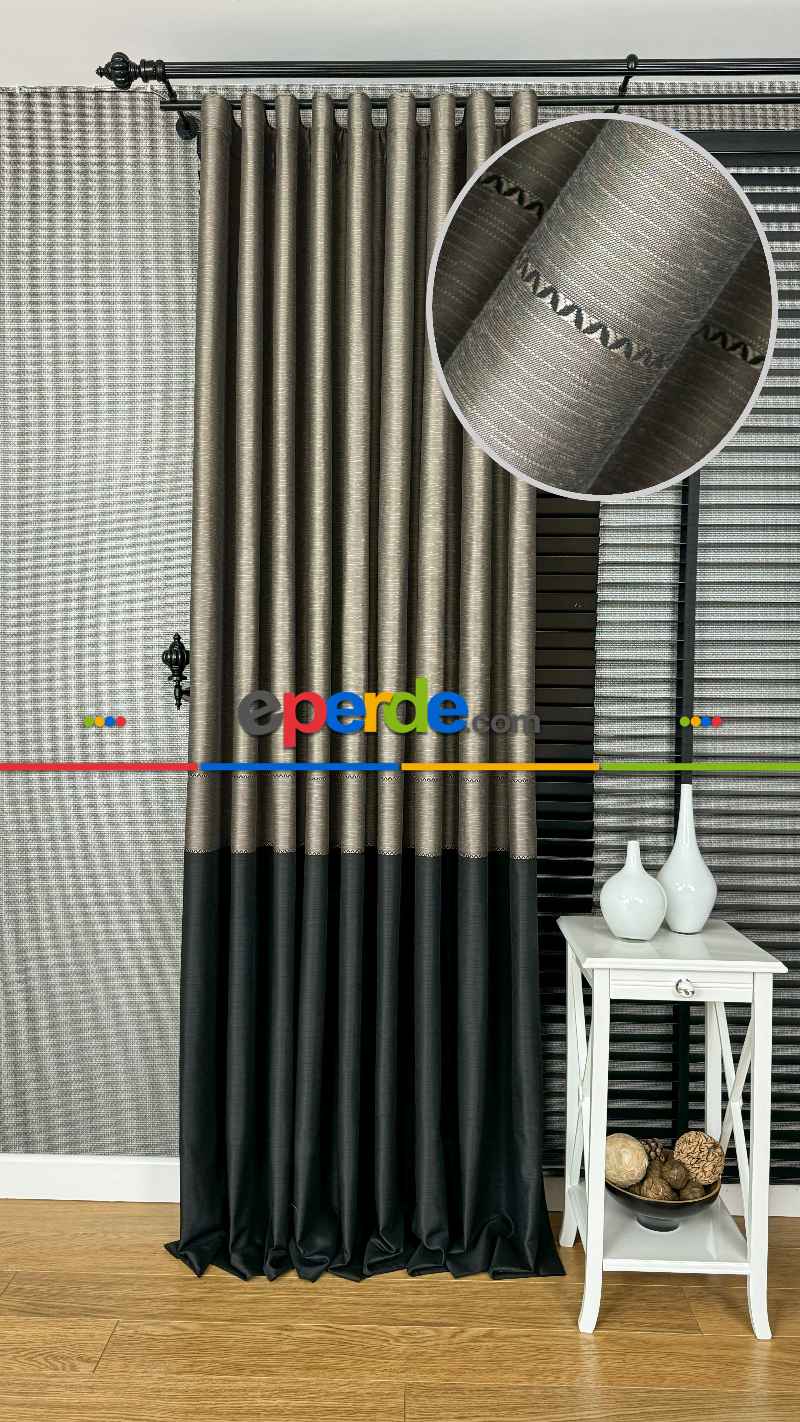 Açık Kahve Rengi / Siyah Fon Perde, Premium Serisi