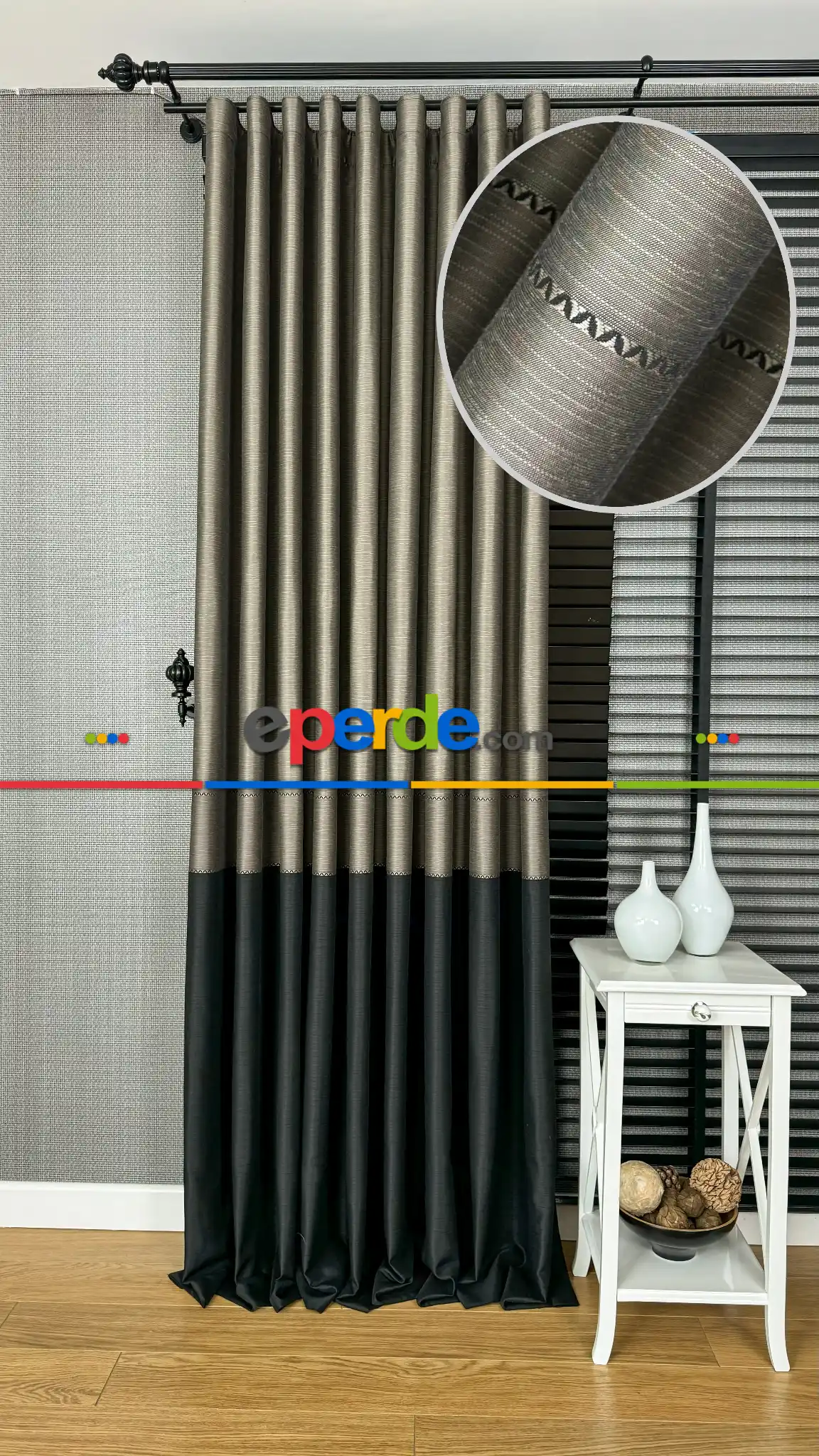 Açık Kahve Rengi / Siyah Fon Perde, Premium Serisi