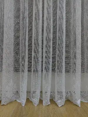 Etek Ucu Damask Dantel Tül Perde & Kruvaze Perde- Ekru