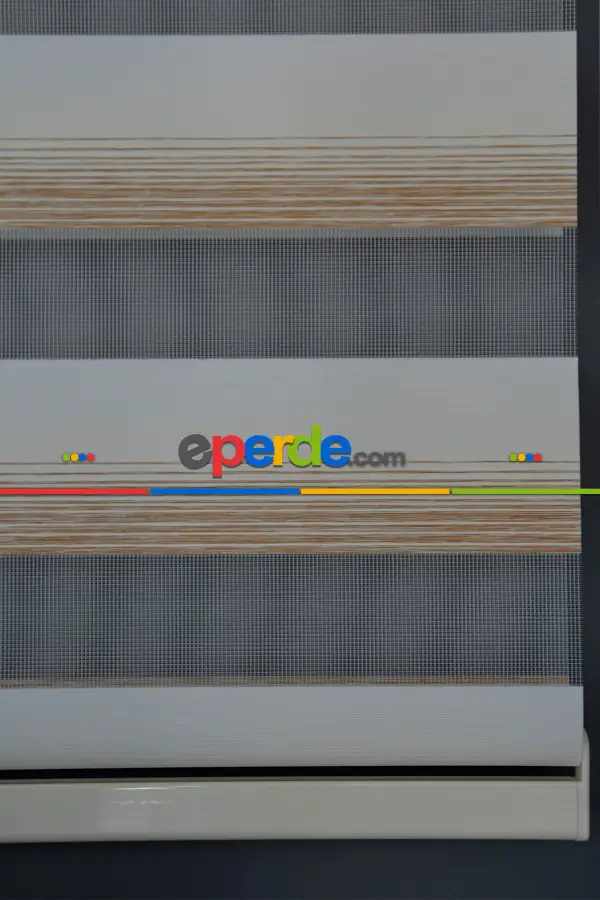 Halim Perdesan Yz-02 Beyaz, Krem & Karamel Renk Etekli Veya Eteksiz Zebra Stor Perde