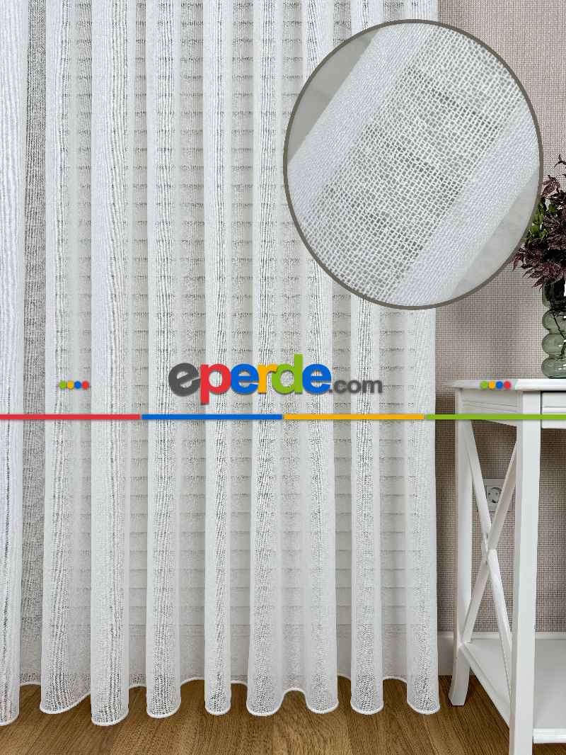 Brillant Keten Tül Perde, Premium Seri, Kurşunlu Tül