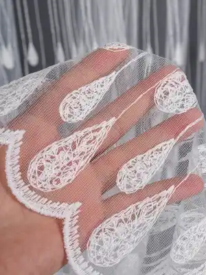 Damlacık Desenli Brode İşlemeli Tül Perde