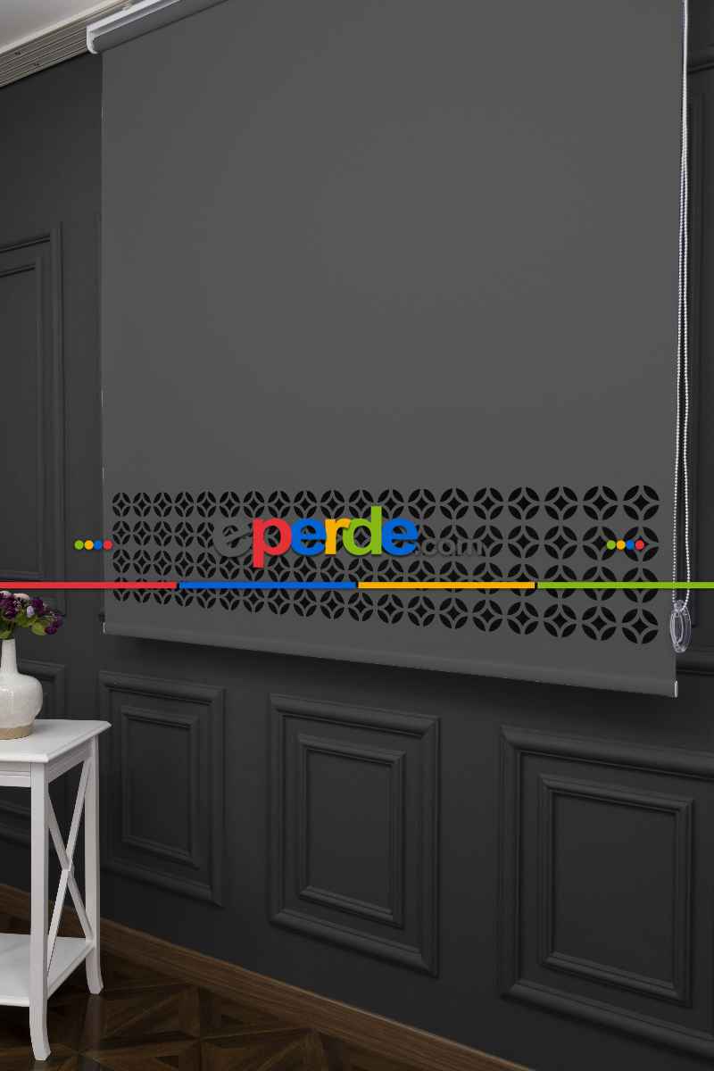 Koyu Gri Renk Lazer Kesim Mat Stor Perde (ister Düz - İster Lazer Kesimli Satın Alın)