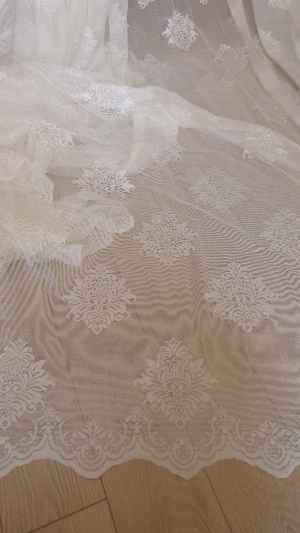 Tül Perde Ve Kruvaze Perde Damask Desenli- Krem